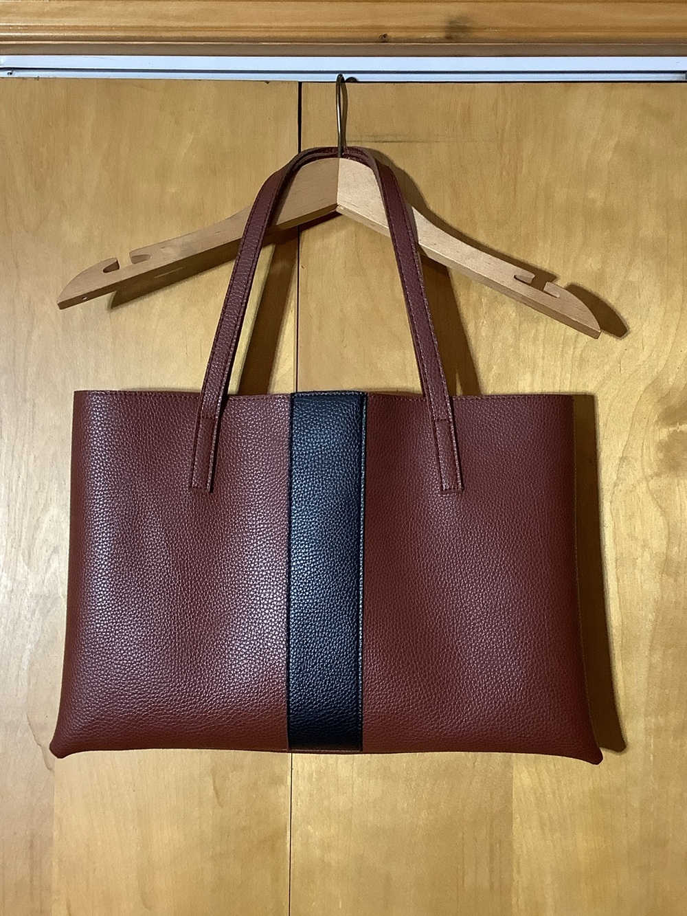 Vince Camuto brown and black vegan leather tote